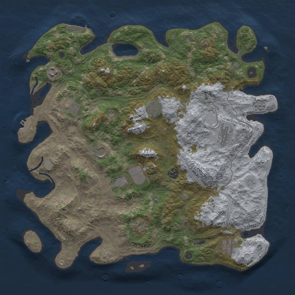 Rust Map: Procedural Map, Size: 4250, Seed: 623785579, 17 Monuments