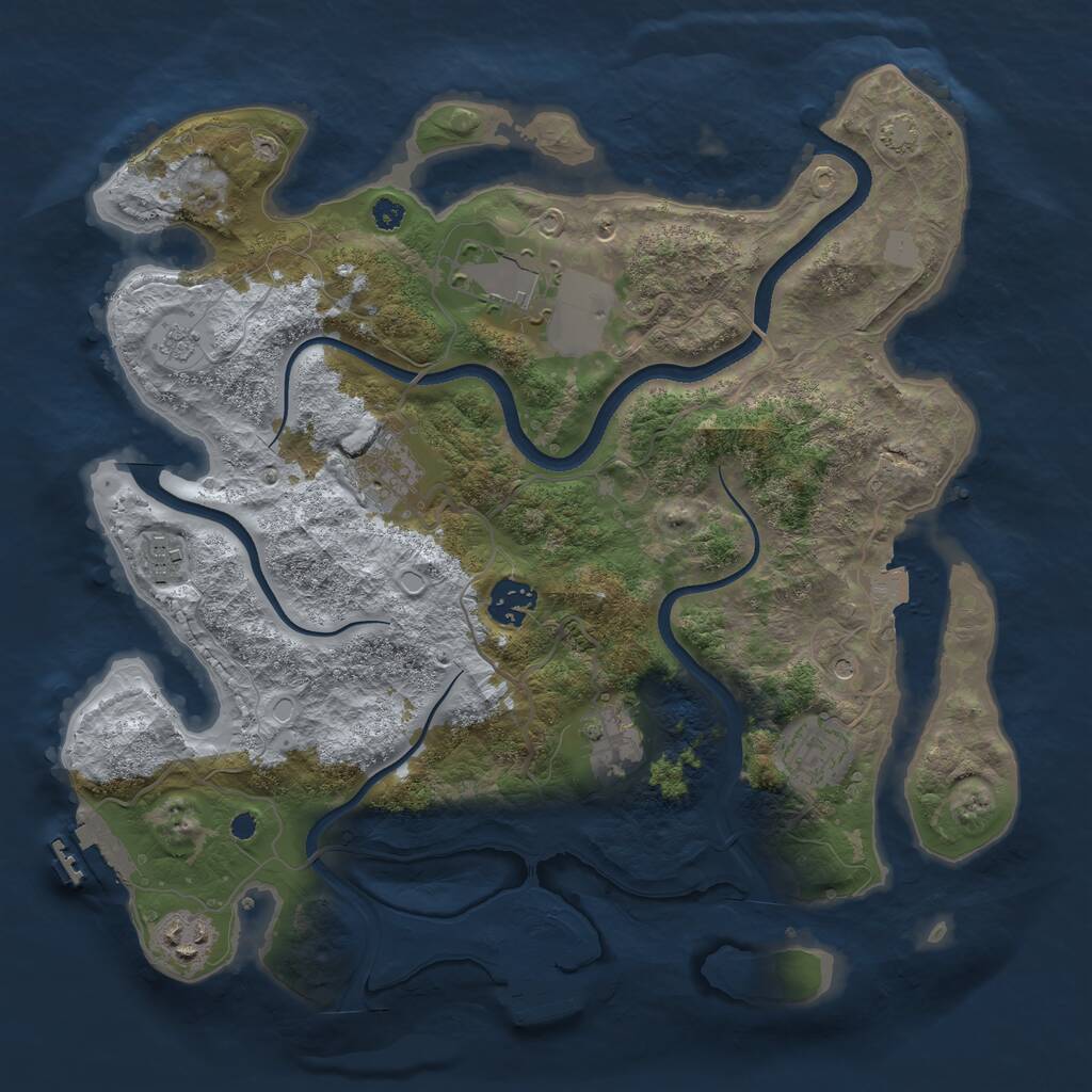 Rust Map: Procedural Map, Size: 3500, Seed: 806258940, 13 Monuments
