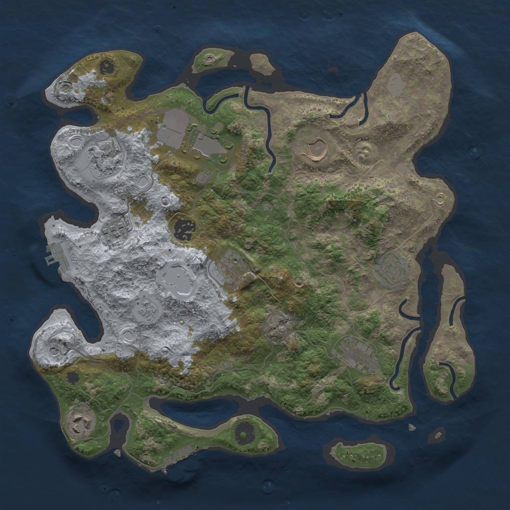 Rust Map: Procedural Map, Size: 3500, Seed: 806258940, 16 Monuments