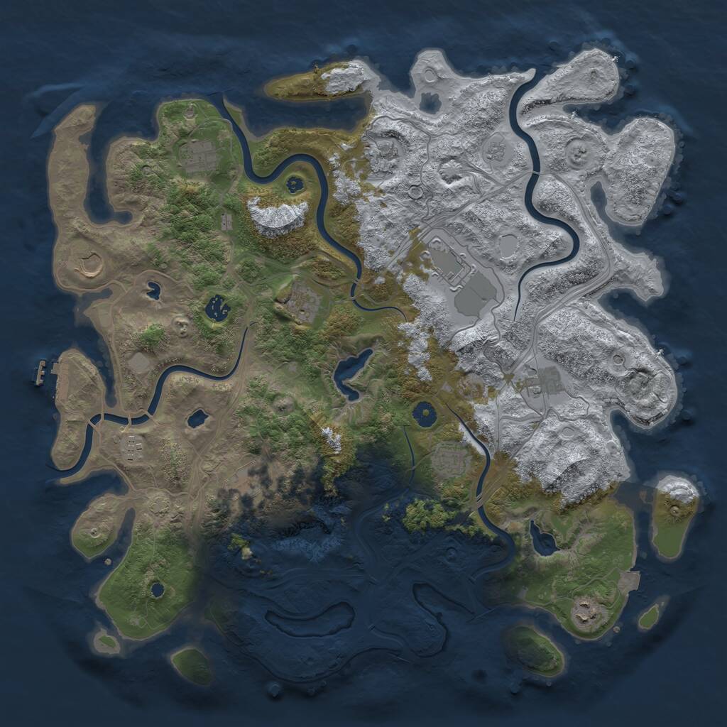 Rust Map: Procedural Map, Size: 4500, Seed: 3003, 16 Monuments