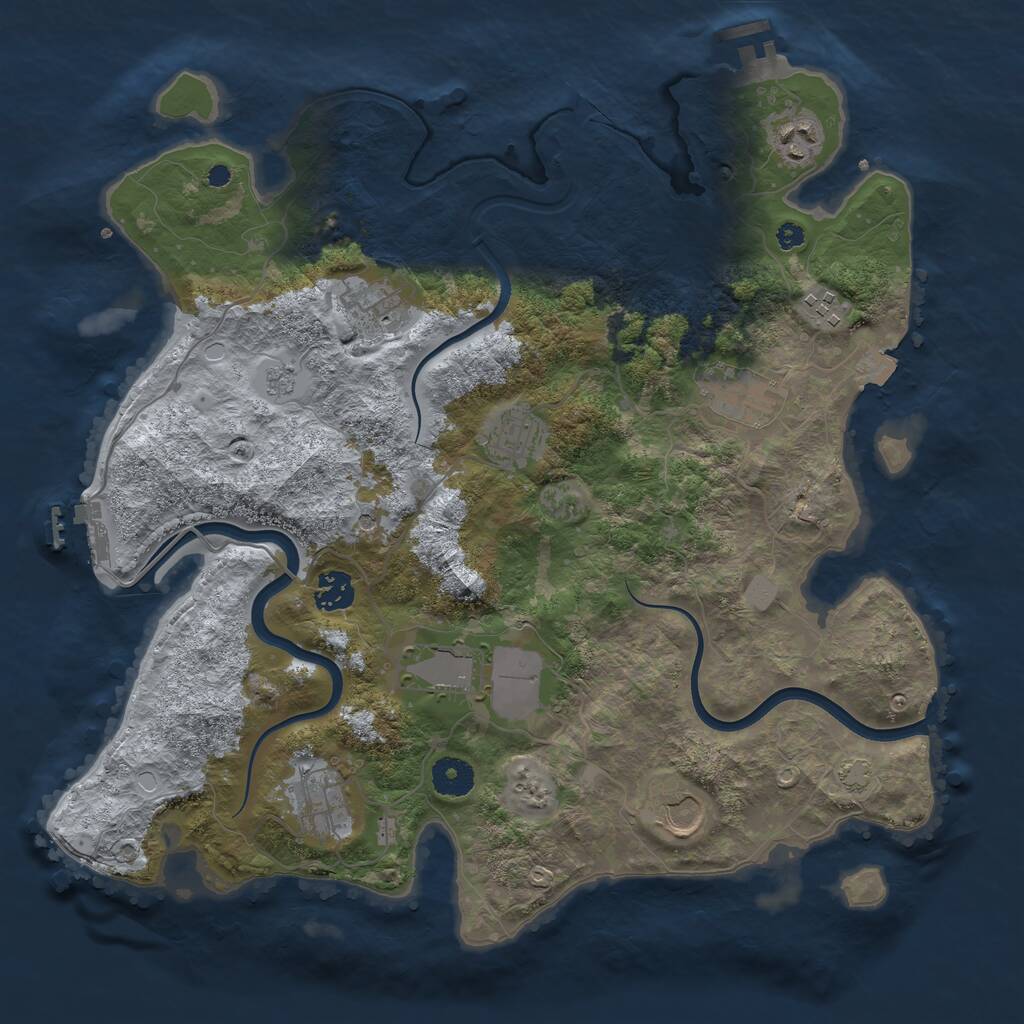 Rust Map: Procedural Map, Size: 3750, Seed: 59281542, 15 Monuments