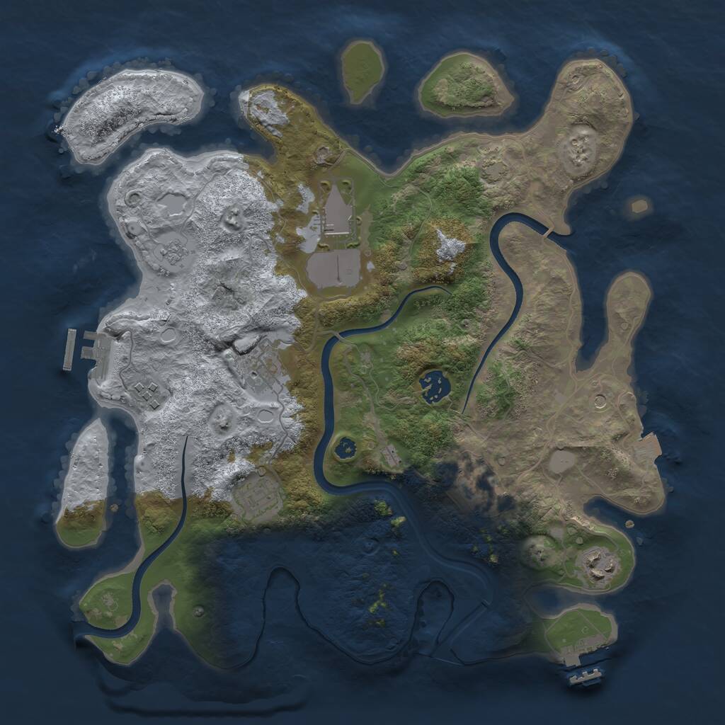 Rust Map: Procedural Map, Size: 3500, Seed: 1853615004, 13 Monuments
