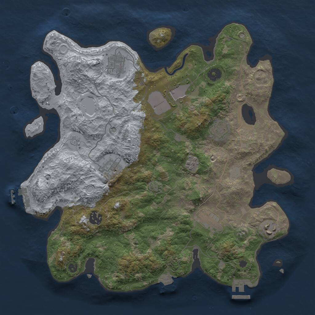 Rust Map: Procedural Map, Size: 3500, Seed: 16750456, 14 Monuments