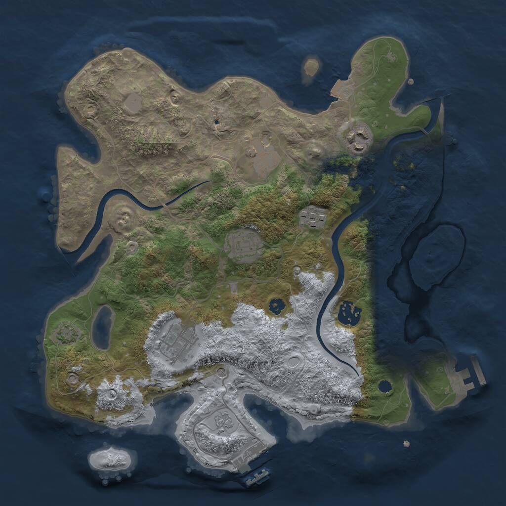 Rust Map: Procedural Map, Size: 3200, Seed: 58743216, 12 Monuments