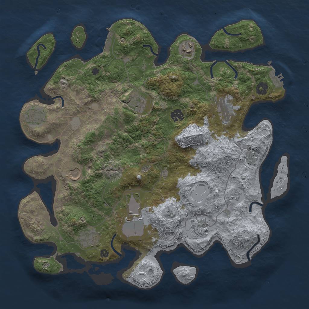 Rust Map: Procedural Map, Size: 3700, Seed: 236752644, 17 Monuments