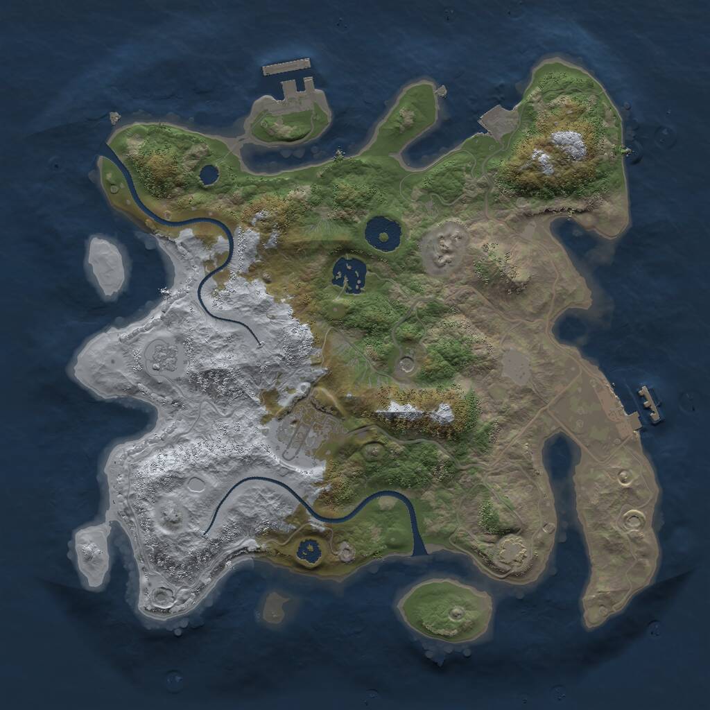 Rust Map: Procedural Map, Size: 3000, Seed: 24685497, 8 Monuments