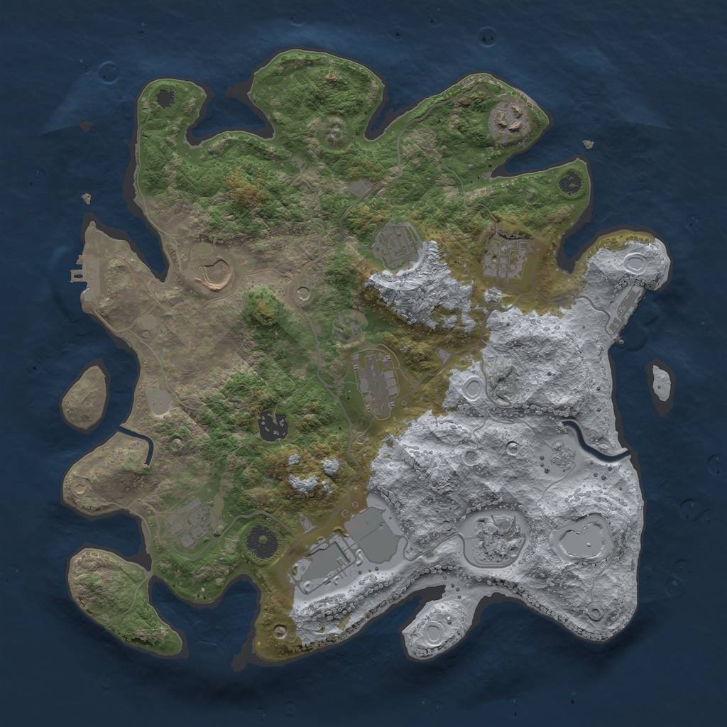 Rust Map: Procedural Map, Size: 3500, Seed: 1800467680, 16 Monuments