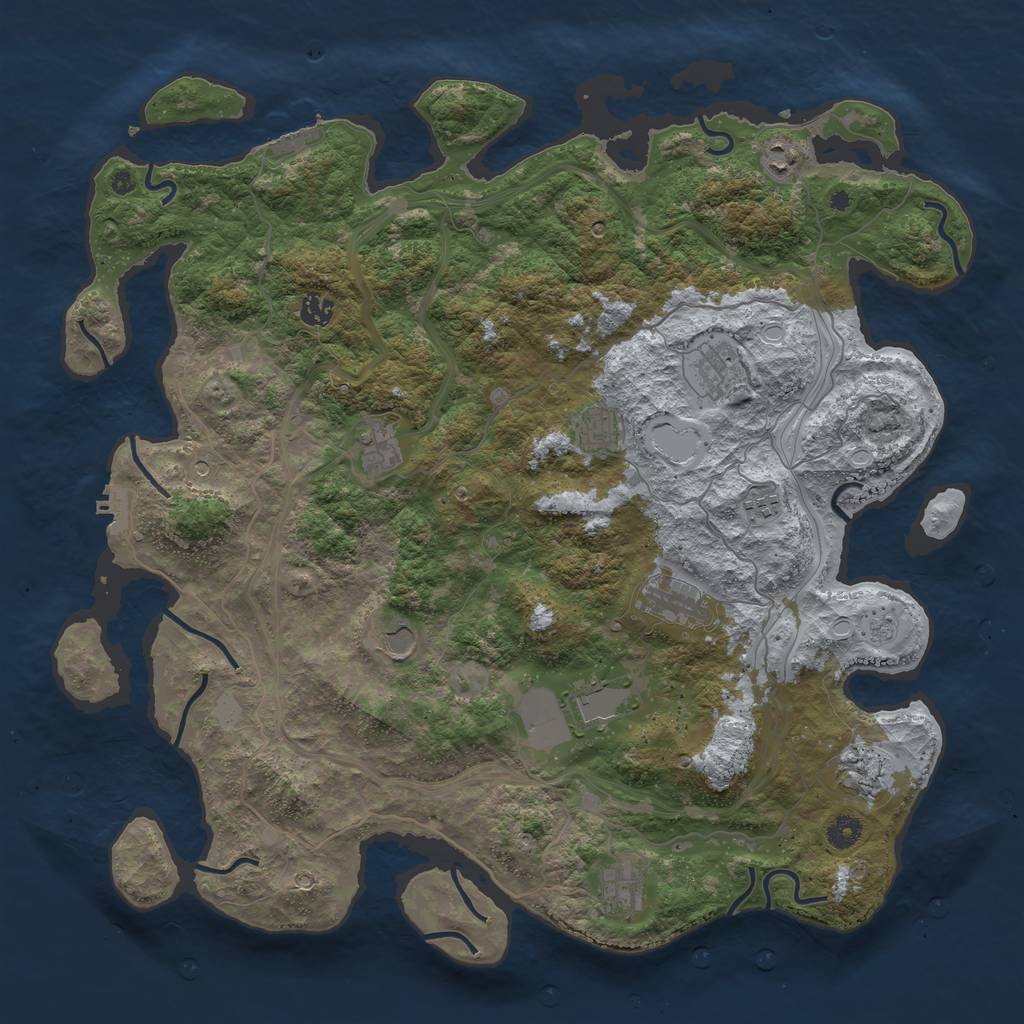 Rust Map: Procedural Map, Size: 4500, Seed: 496204265, 18 Monuments