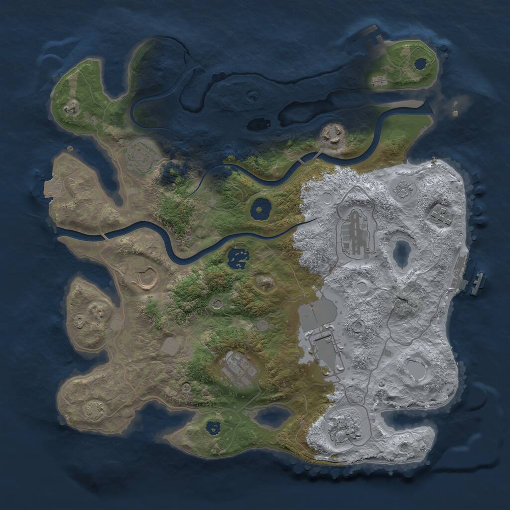 Rust Map: Procedural Map, Size: 3500, Seed: 402415551, 15 Monuments