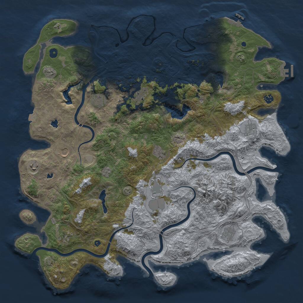 Rust Map: Procedural Map, Size: 5000, Seed: 666645555, 17 Monuments