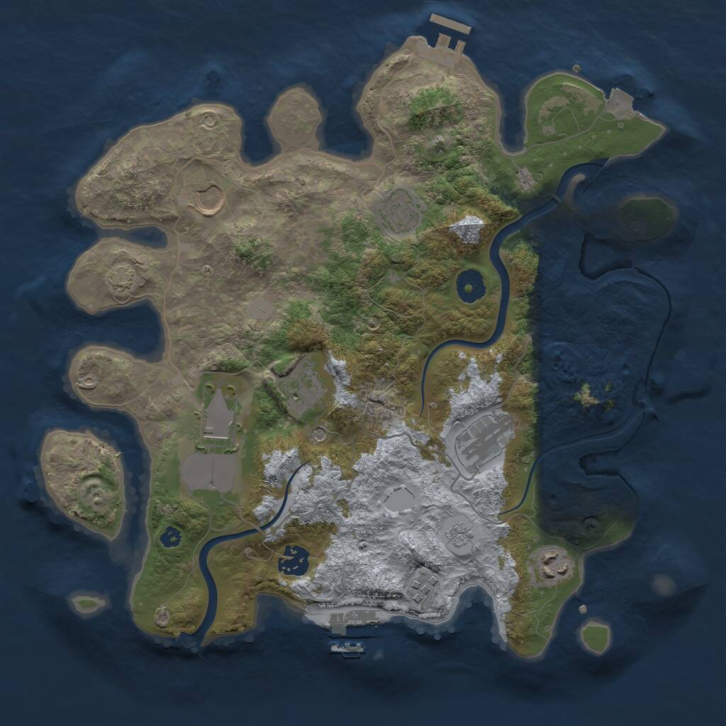Rust Map: Procedural Map, Size: 3500, Seed: 1993717901, 14 Monuments