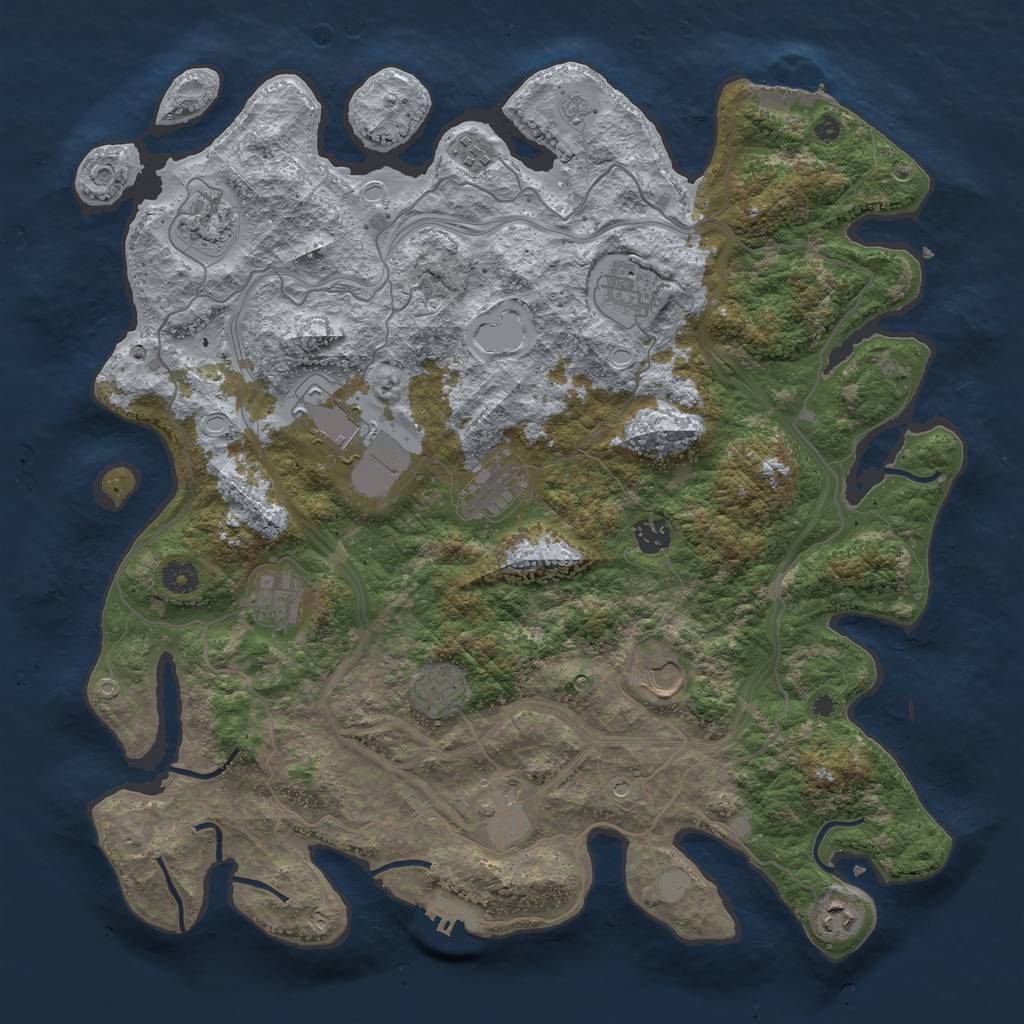 Rust Map: Procedural Map, Size: 4250, Seed: 1201007727, 18 Monuments