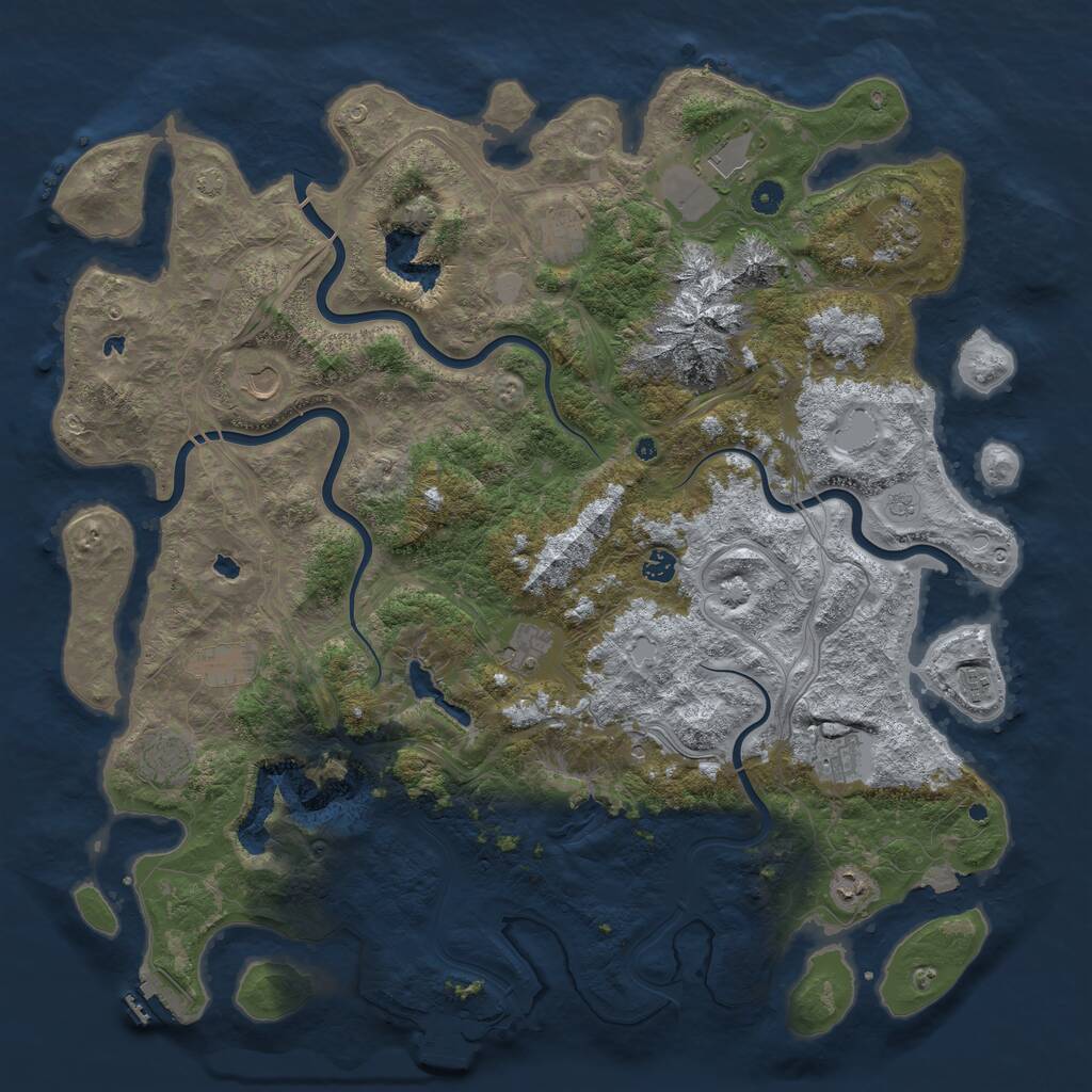 Rust Map: Procedural Map, Size: 5000, Seed: 230954357, 17 Monuments