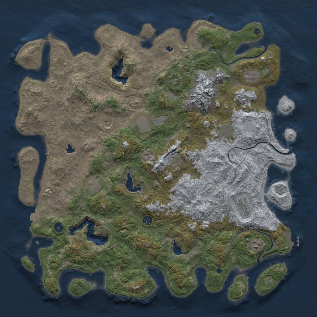 Rust Map: Procedural Map, Size: 5000, Seed: 230954357, 16 Monuments