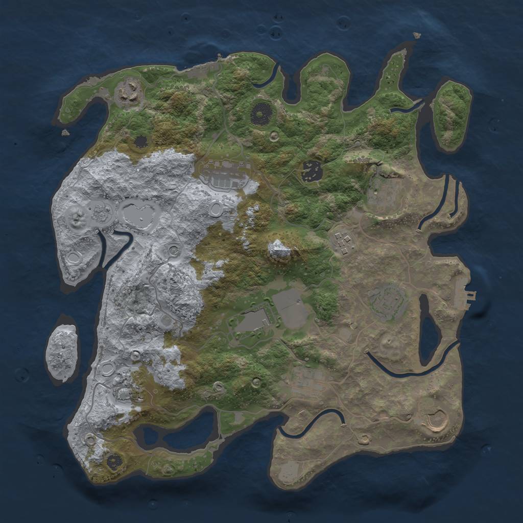 Rust Map: Procedural Map, Size: 3500, Seed: 1999338089, 17 Monuments
