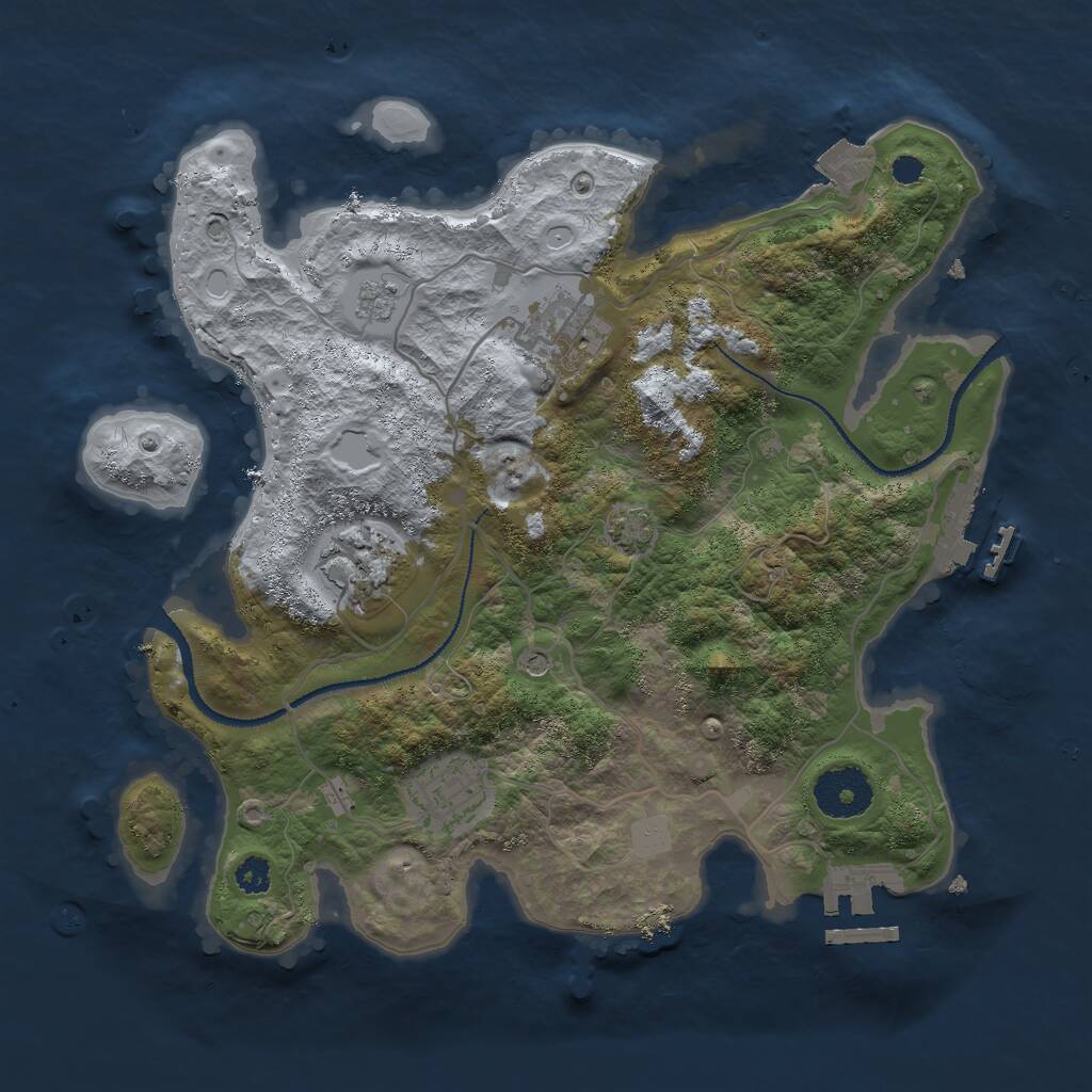 Rust Map: Procedural Map, Size: 3000, Seed: 37564, 9 Monuments