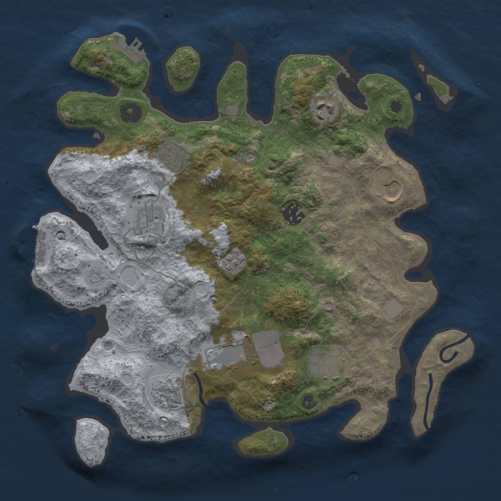 Rust Map: Procedural Map, Size: 3500, Seed: 2453465, 16 Monuments