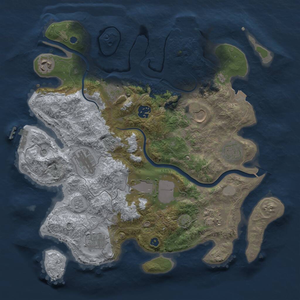 Rust Map: Procedural Map, Size: 3500, Seed: 2453465, 16 Monuments