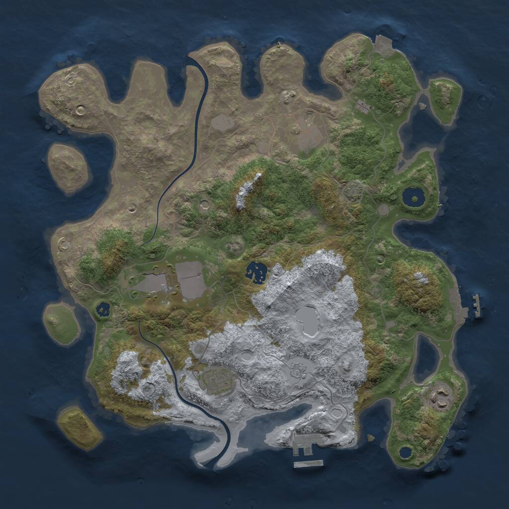 Rust Map: Procedural Map, Size: 3500, Seed: 513657044, 11 Monuments