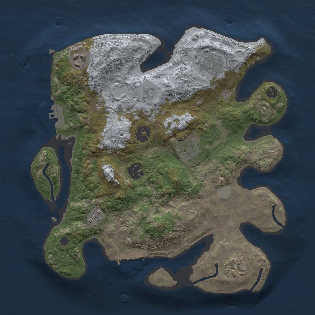 Rust Map: Procedural Map, Size: 3000, Seed: 1619784746, 13 Monuments