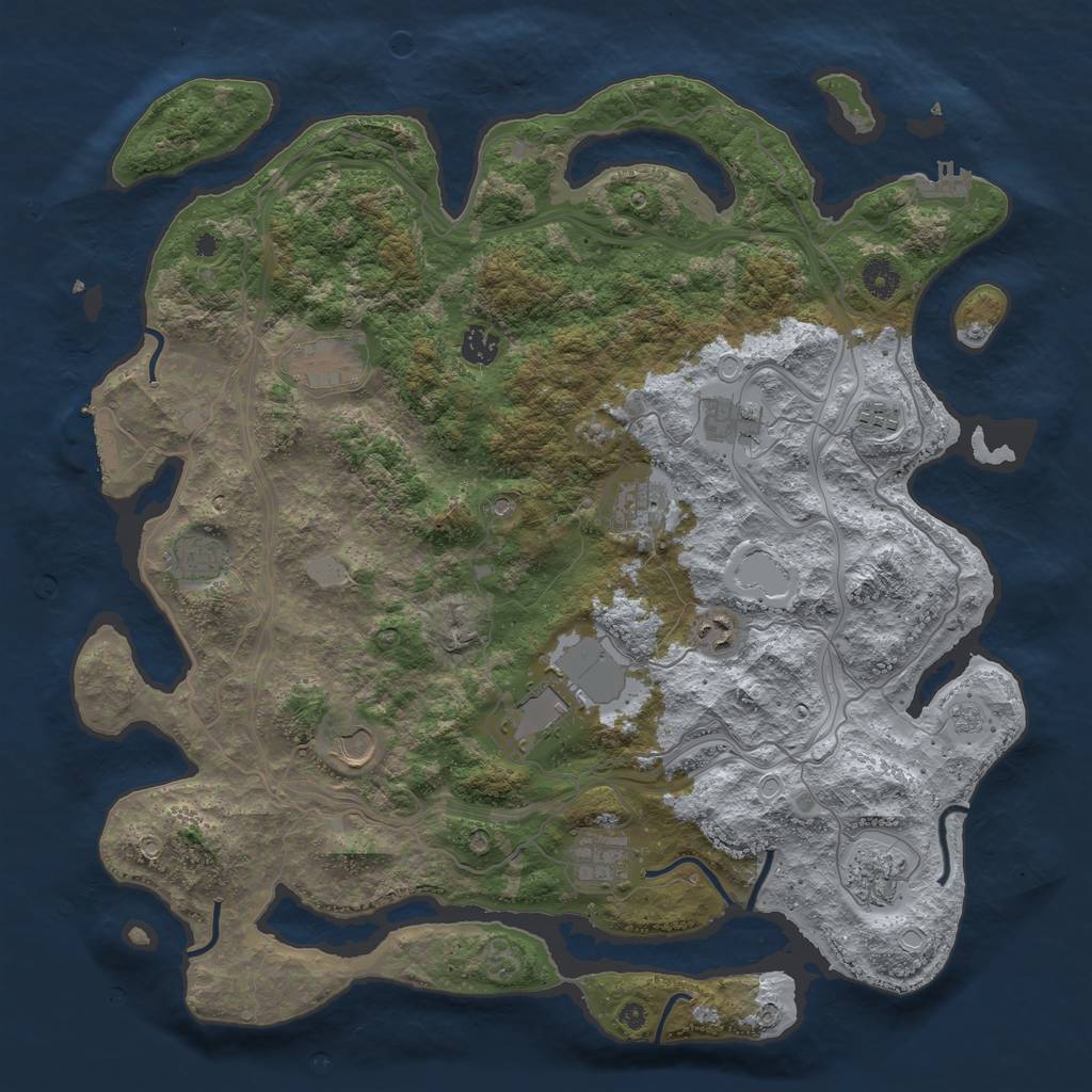 Rust Map: Procedural Map, Size: 4250, Seed: 2044223626, 18 Monuments