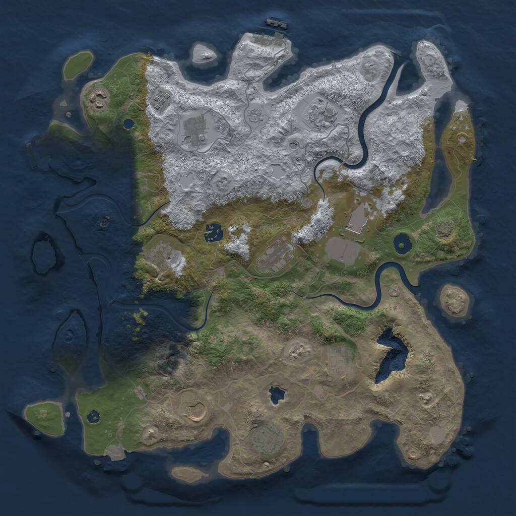 Rust Map: Procedural Map, Size: 4000, Seed: 686709809, 17 Monuments