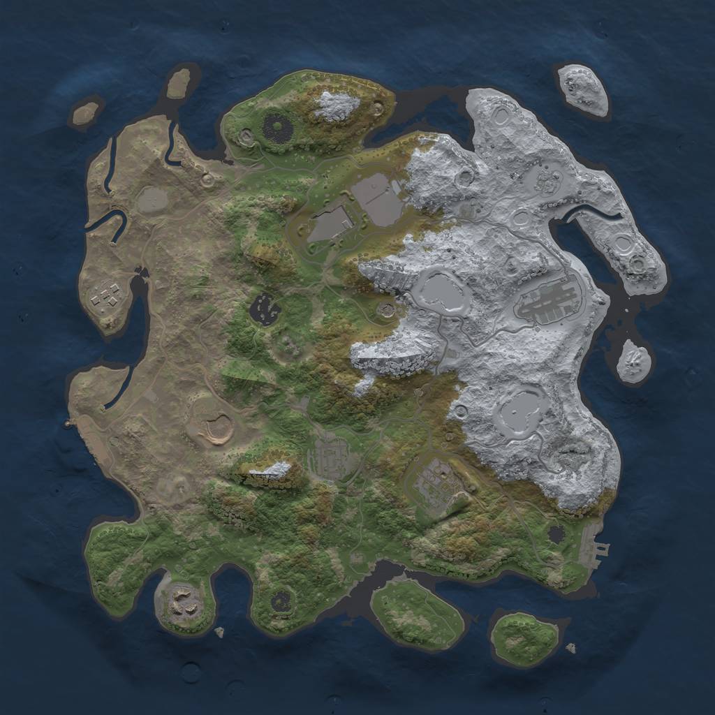 Rust Map: Procedural Map, Size: 3500, Seed: 1927144437, 15 Monuments