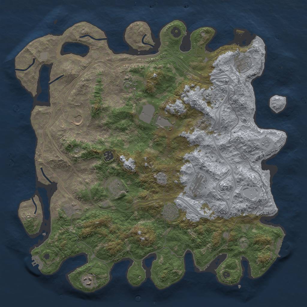 Rust Map: Procedural Map, Size: 4500, Seed: 2122959854, 18 Monuments