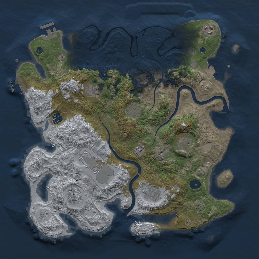 Rust Map: Procedural Map, Size: 3700, Seed: 850390078, 15 Monuments