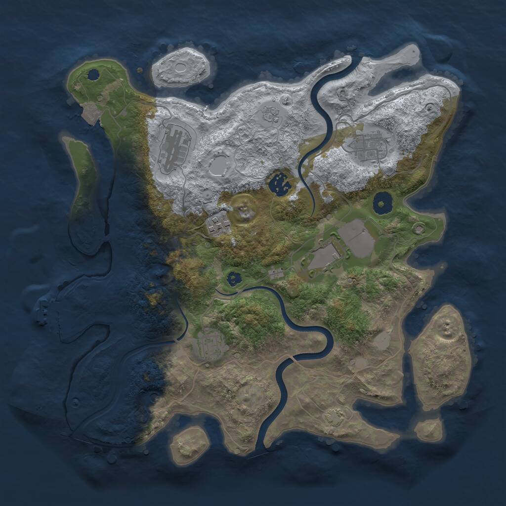 Rust Map: Procedural Map, Size: 3500, Seed: 1187732612, 11 Monuments