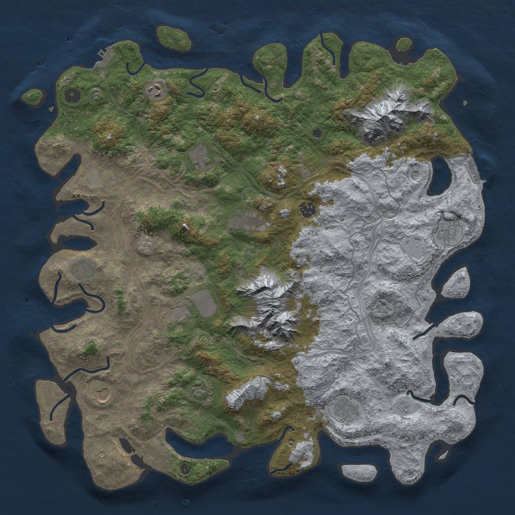 Rust Map: Procedural Map, Size: 5000, Seed: 2077711026, 18 Monuments