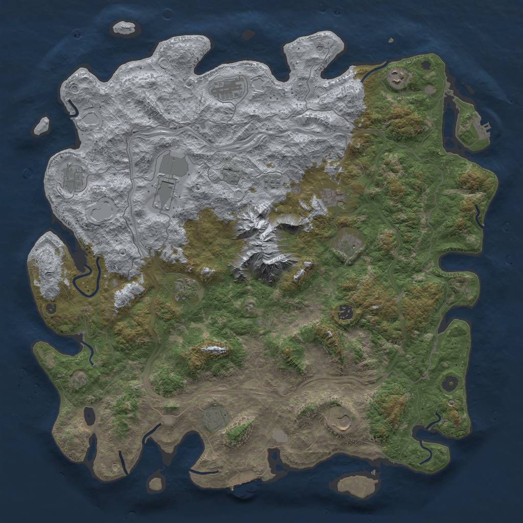 Rust Map: Procedural Map, Size: 5000, Seed: 322023, 18 Monuments