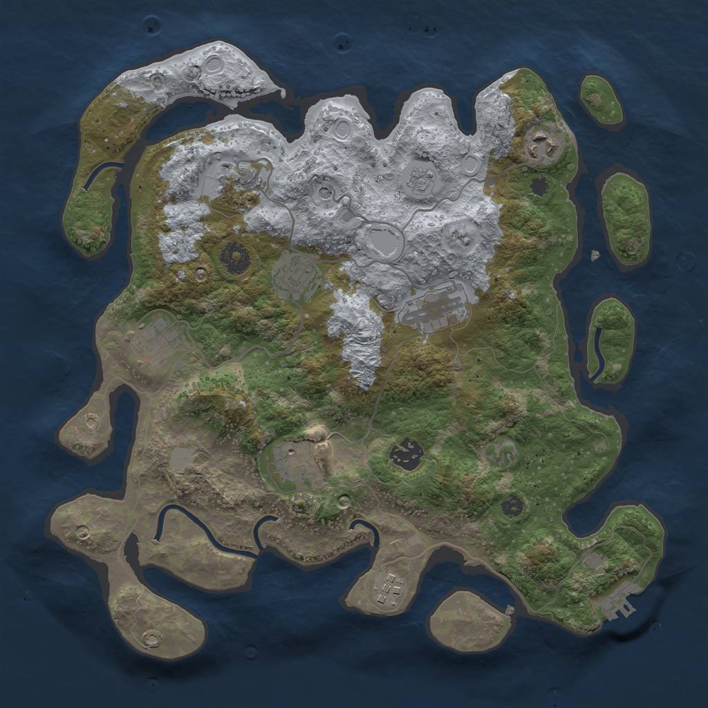 Rust Map: Procedural Map, Size: 3425, Seed: 64542159, 14 Monuments