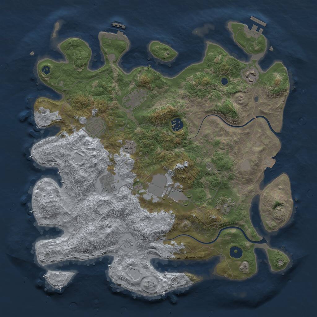 Rust Map: Procedural Map, Size: 3800, Seed: 23022311, 14 Monuments