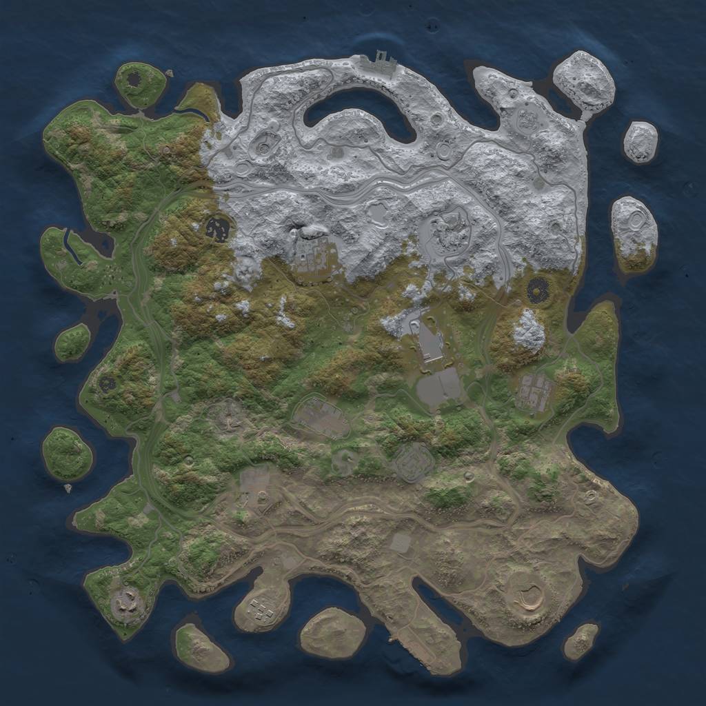 Rust Map: Procedural Map, Size: 4250, Seed: 1293072584, 18 Monuments