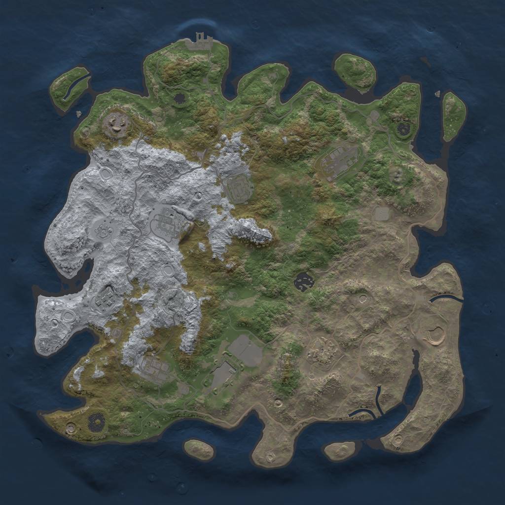 Rust Map: Procedural Map, Size: 4000, Seed: 103032375, 16 Monuments