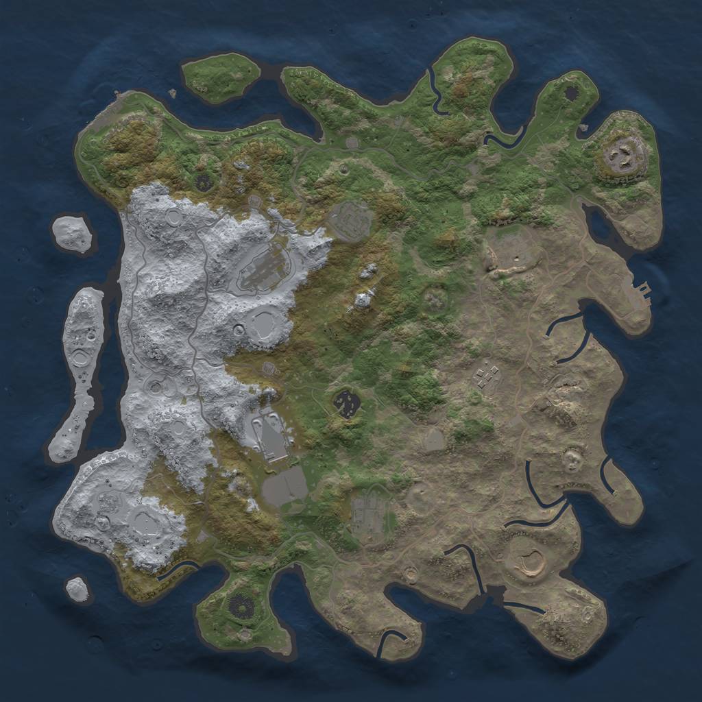 Rust Map: Procedural Map, Size: 4050, Seed: 1566757168, 16 Monuments
