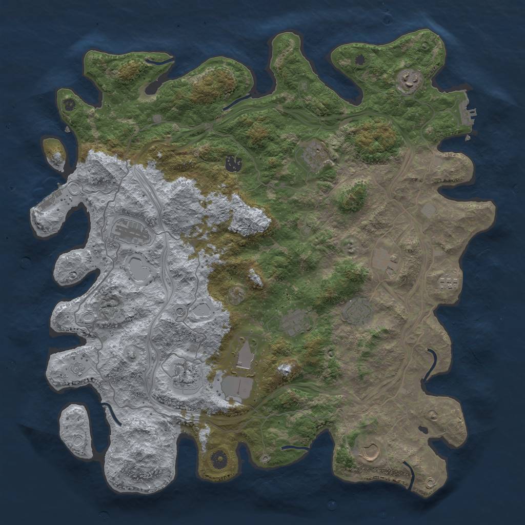 Rust Map: Procedural Map, Size: 4500, Seed: 933183779, 18 Monuments