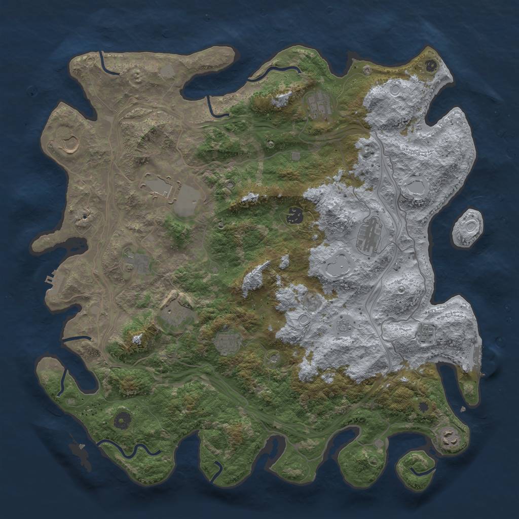 Rust Map: Procedural Map, Size: 4500, Seed: 422458149, 17 Monuments