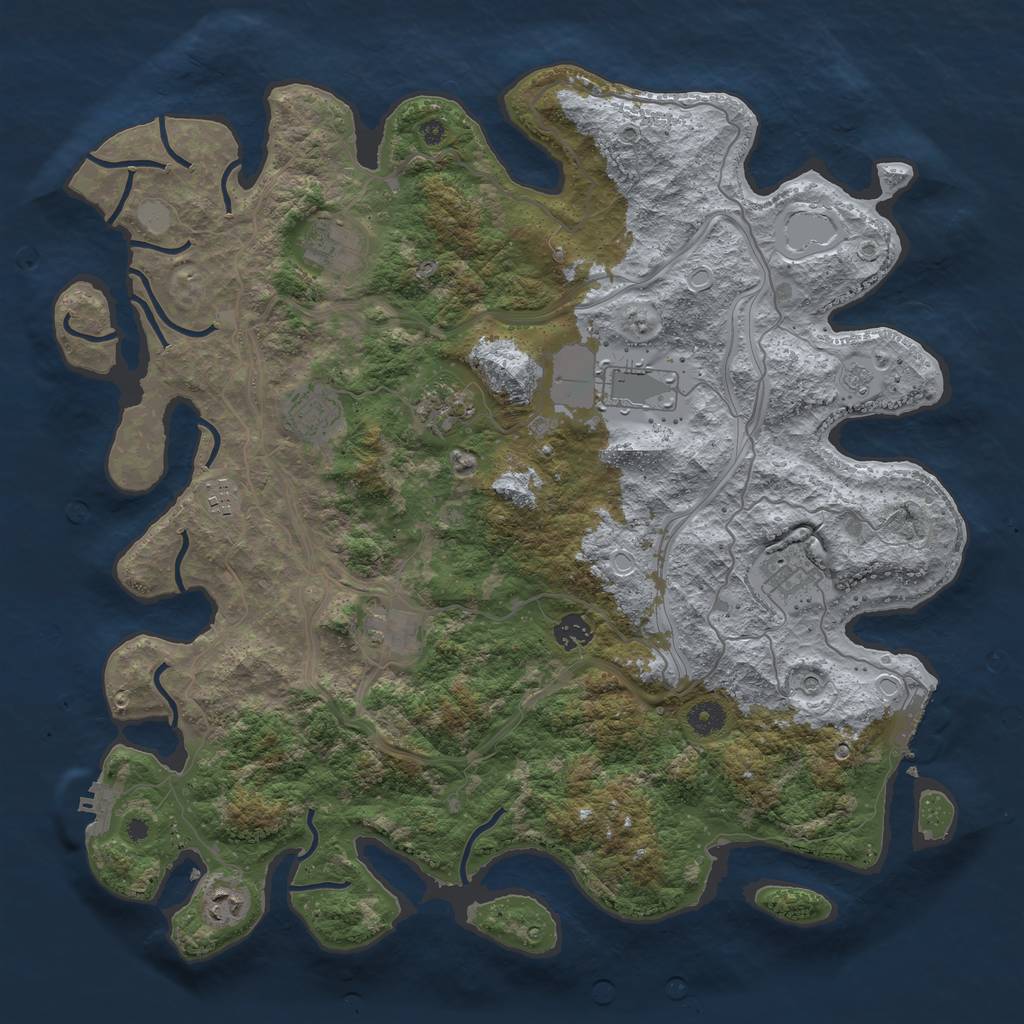 Rust Map: Procedural Map, Size: 4250, Seed: 1185100711, 16 Monuments