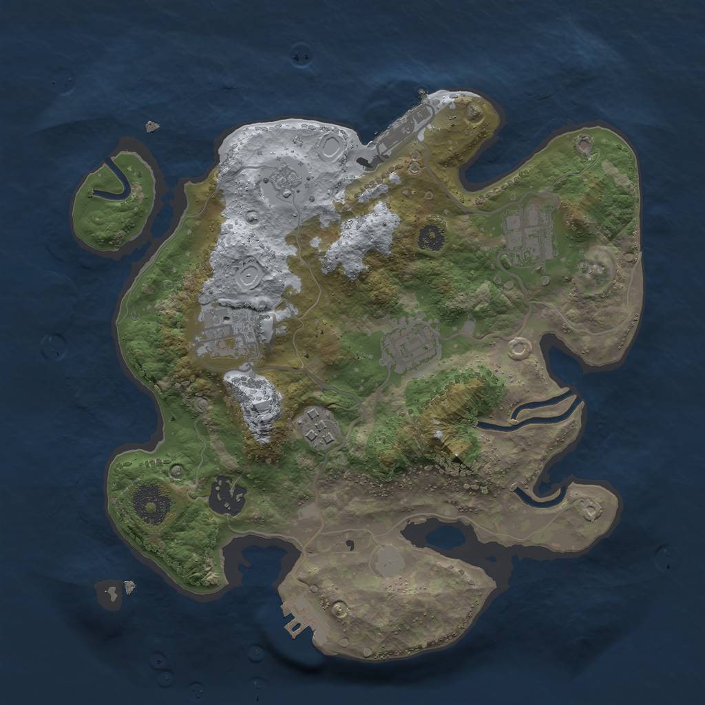 Rust Map: Procedural Map, Size: 2750, Seed: 1363401702, 11 Monuments