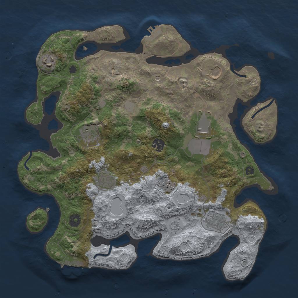 Rust Map: Procedural Map, Size: 3500, Seed: 90268745, 15 Monuments