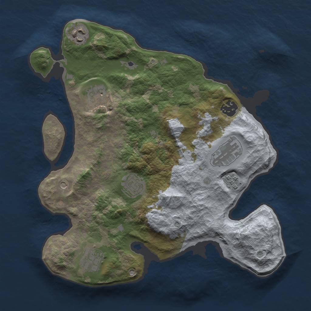 Rust Map: Barren, Size: 3000, Seed: 895907830, 10 Monuments