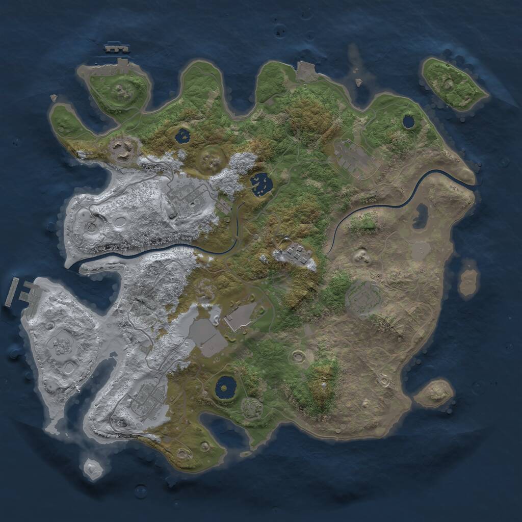 Rust Map: Procedural Map, Size: 3500, Seed: 571775317, 14 Monuments