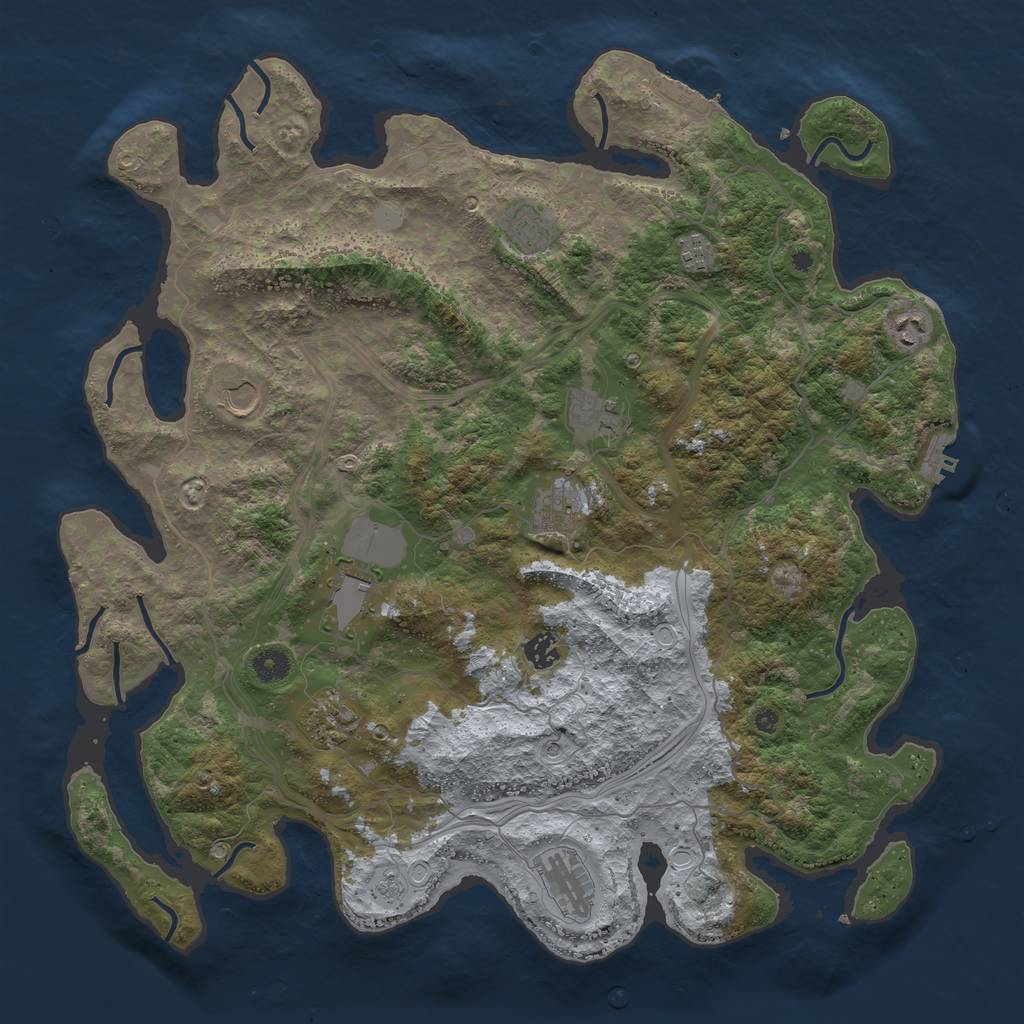 Rust Map: Procedural Map, Size: 4400, Seed: 38476921, 17 Monuments