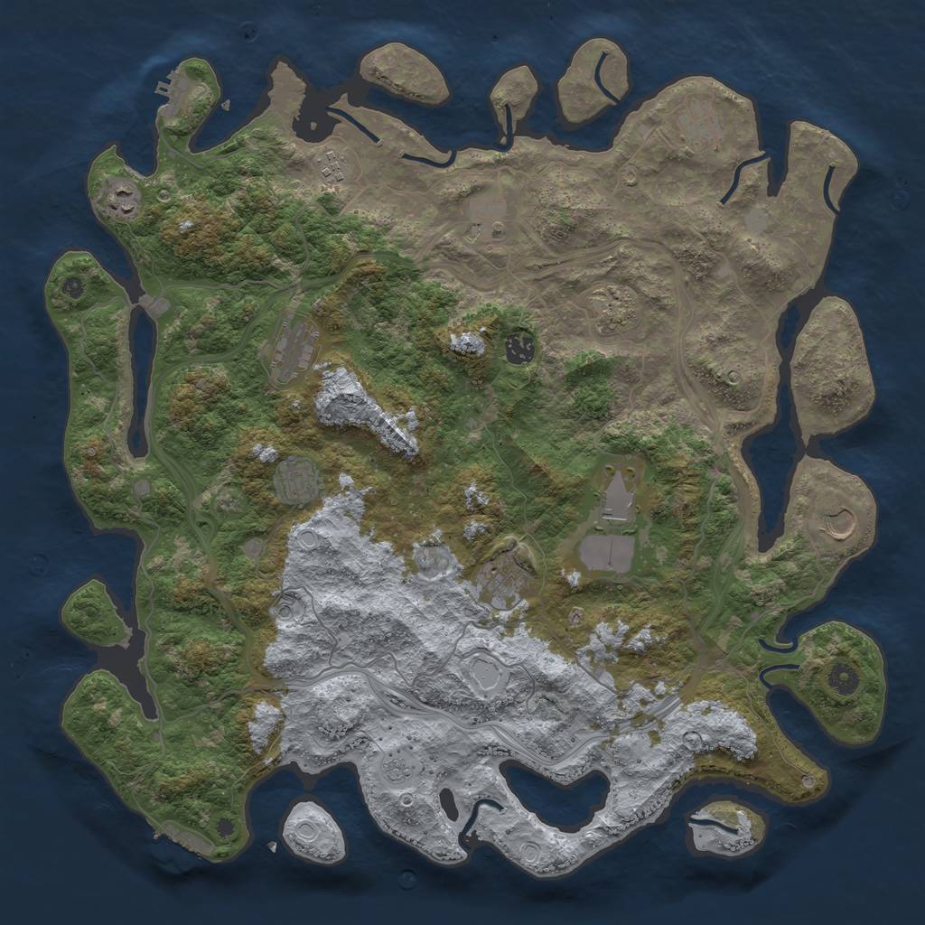 Rust Map: Procedural Map, Size: 4500, Seed: 841154534, 18 Monuments
