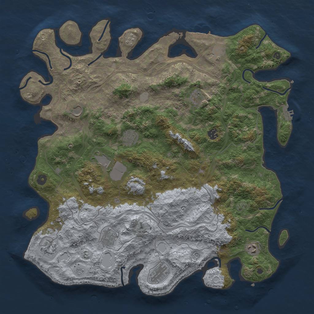 Rust Map: Procedural Map, Size: 4500, Seed: 2122852645, 18 Monuments