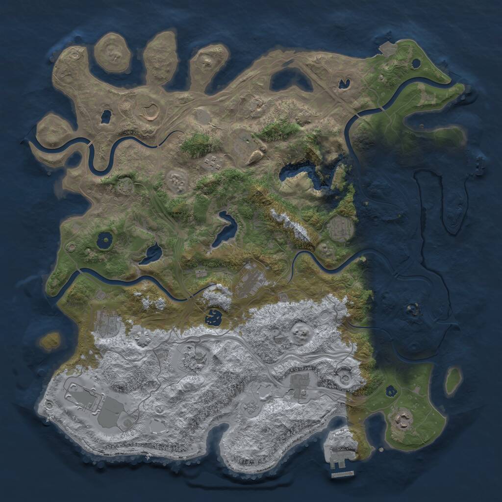 Rust Map: Procedural Map, Size: 4500, Seed: 2122852645, 17 Monuments