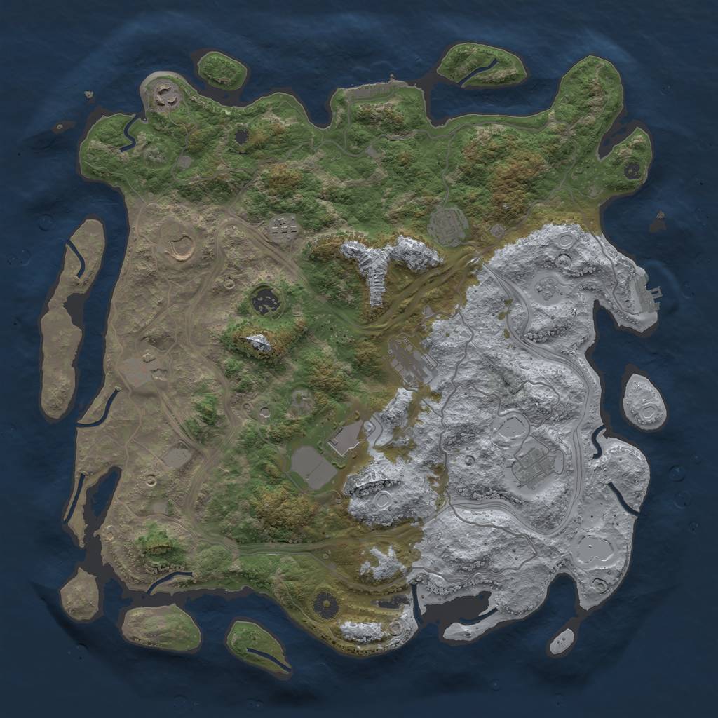 Rust Map: Procedural Map, Size: 4250, Seed: 855076225, 16 Monuments