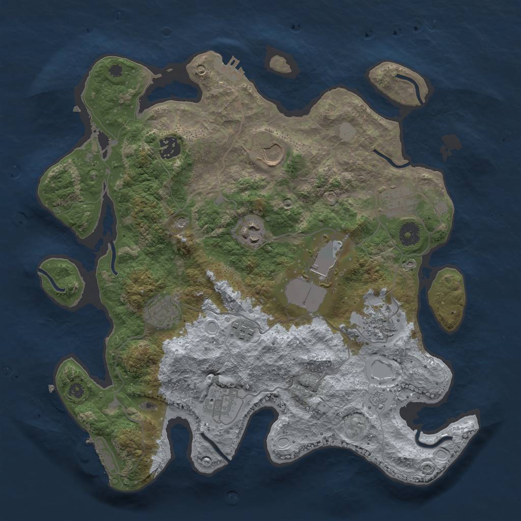 Rust Map: Procedural Map, Size: 3500, Seed: 648257, 16 Monuments